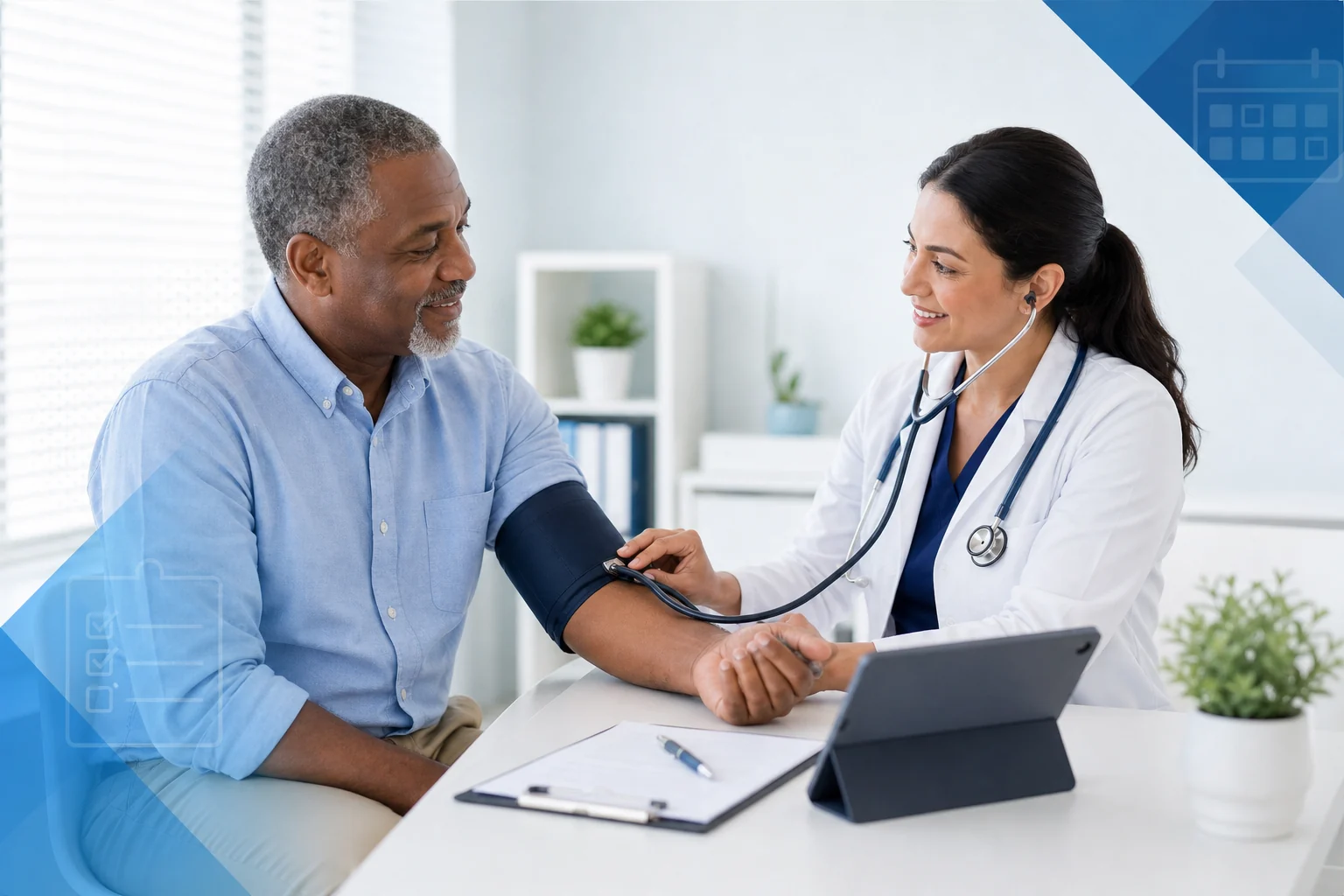 Adult patient completing an annual wellness visit with a Dallas primary care clinician