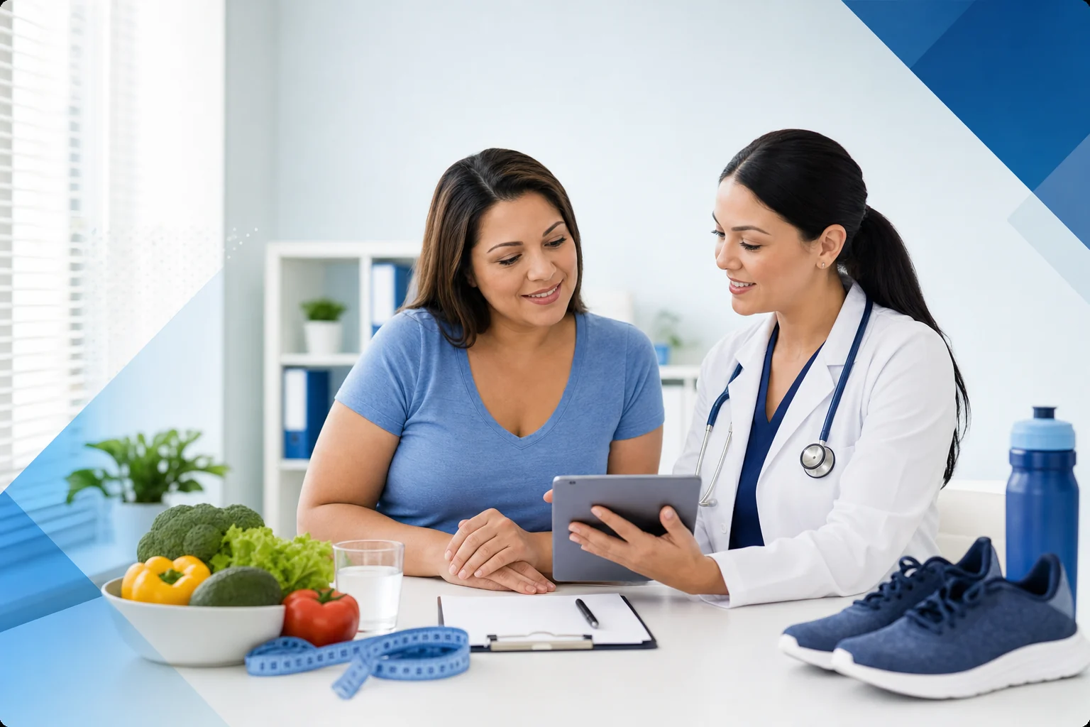 Patient and primary care clinician planning a healthy weight loss journey in Dallas